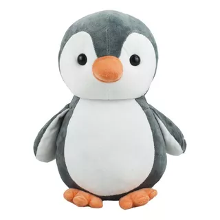 Pinguim Cinza Em Pelúcia Animais Marinhos Presente Fofo 32cm