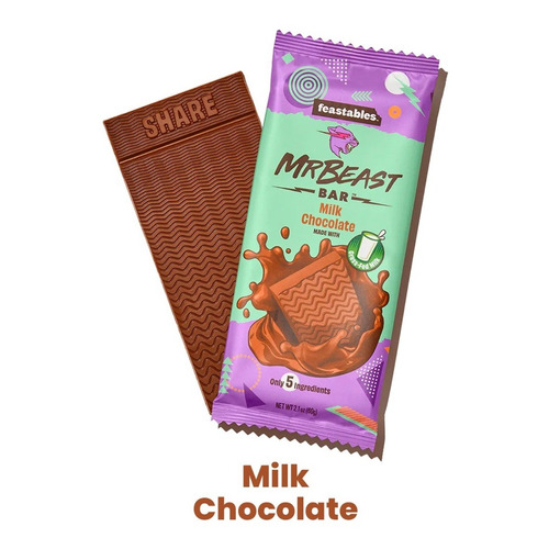 Feastables Mr. Beast chocolate 1 barra de sabor milk chocolate 60gr