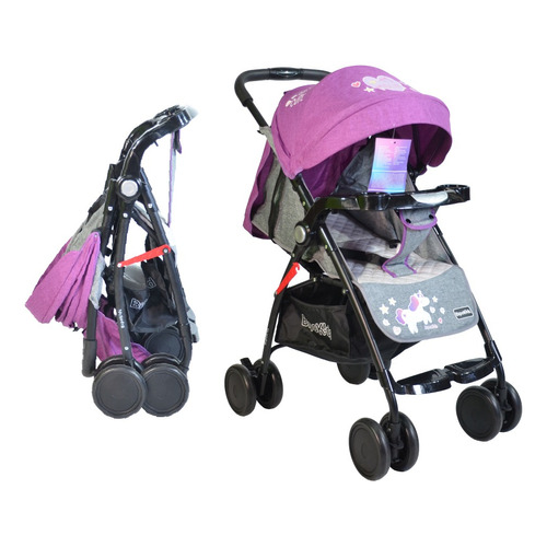 Cochecito de paseo Bipokids BBS 15 Coche Cuna rosa con chasis color negro