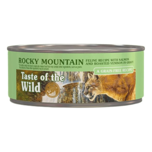 Alimento Taste of the Wild Rocky Mountain Feline para gato sabor venado asado y salmón ahumado en lata de 85g