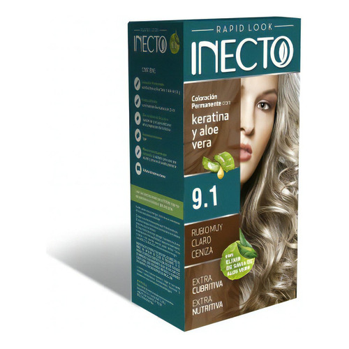  Inecto Kit Coloración Permanente Con Keratina Y Aloe Vera Tono 9.1 rubio muy claro ceniza