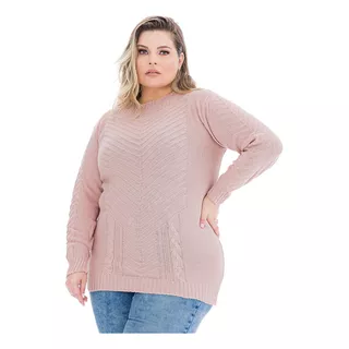 Blusa Tricô Inverno Feminina Plus Size Gola Redonda - 028