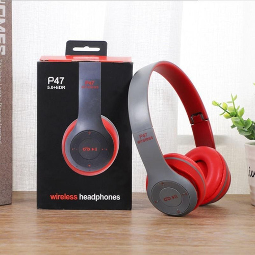 Audifonos Inalambricos Plegables Con Bluetooth Stereo Color Rojo