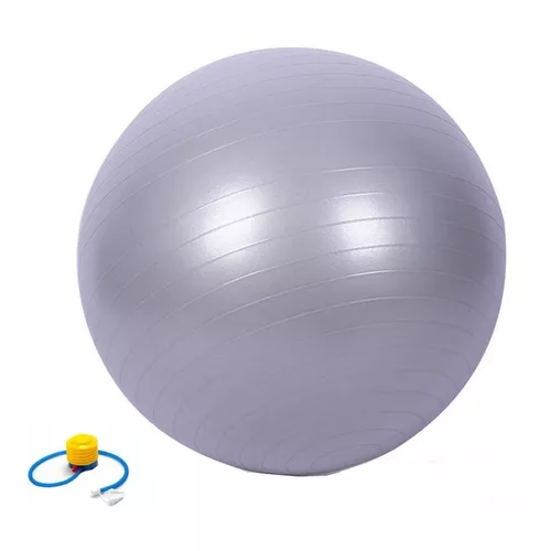 Pelota de yoga suiza Pilates, 55 cm, para gimnasio abdominal, con bomba  gris