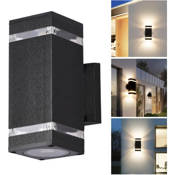 Lamparas De Pared Exterior Focos Led Moderna Luz Negra 2focs