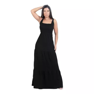 Vestido Moda Feminina Longo Três Marias Com Alça