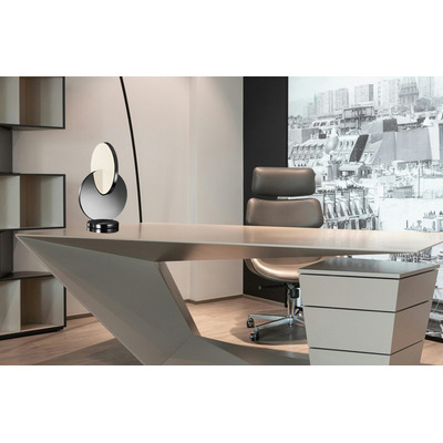 Lampara De Mesa Velador Pacman Led 8w Cromo Deco Moderno Cie
