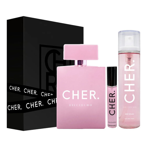 Set Perfume Mujer Cher Dieciocho + Talla 20 Ml+ Body Splash