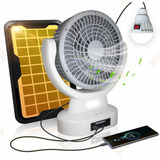 Moreka Fs-134 7 In Mini Ventilador Solar Recargable De Mesa Cargador De Celular Usb + 1 Focos + Panel Solar