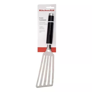 Espatula Vazada Inox Flexivel Chapeiro Fritura Ovo Churrasco Cor Preto