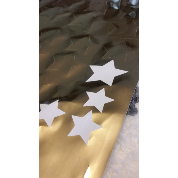 Vinilo Estrellas Doradas Brillante Autoadhesiva Pared Mueble