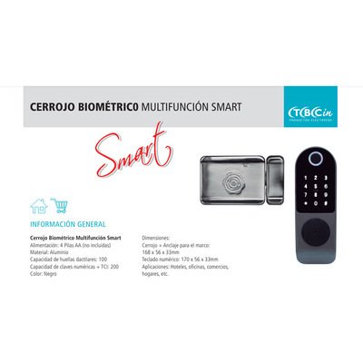 Cerradura Digital Cerrojo Smart Multifuncion Cj02-t Tbcin