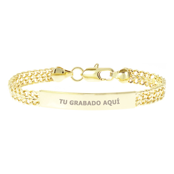 Grabado Gratis Esclava Doble Barbada, Oro Laminado 18k