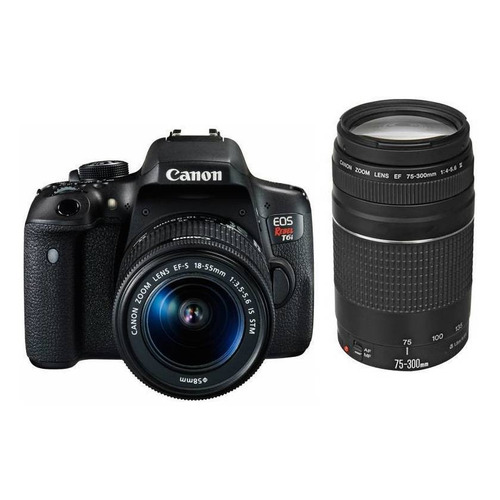  Canon EOS Rebel T6i 18-55mm IS II STM + 75-300mm III Kit DSLR color  negro
