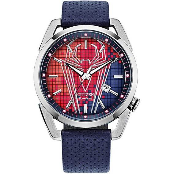 Reloj Citizen Spider-man Aw1680-03w Color de la correa Azul marino Color del bisel Plateado