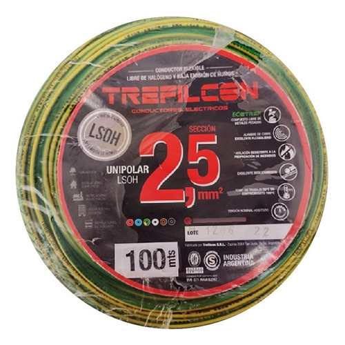 Cable Libre Halogeno 2,5mm Normalizado Trefilcon Lsoh Ver/am Color de la cubierta Verde