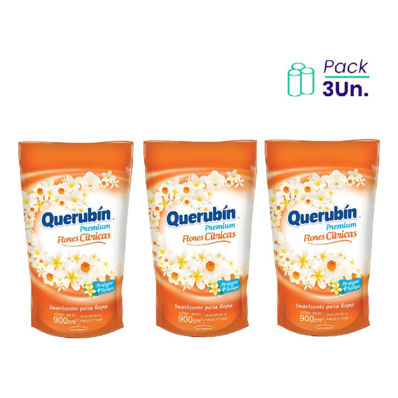 Suavizante Para Ropa Cítrica Repuesto Querubín 900ml Pack X3