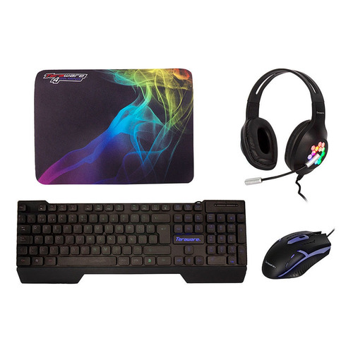 Kit Gamer Teraware Mouse + Teclado + Mouse Pad + Headset Rgb