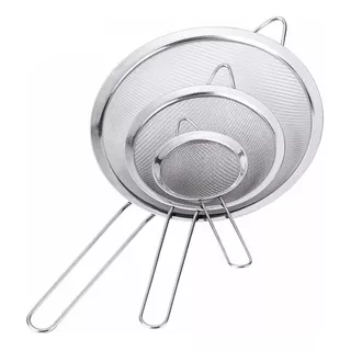 Jogo 3 Peneiras P M G Aço Inox Luxo Utensílios De Cozinha