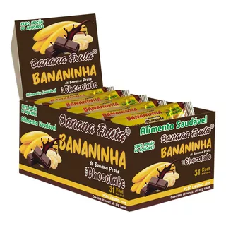 Banana Fruta Alimento Saludável Chocolate 20 Unidades 400gr