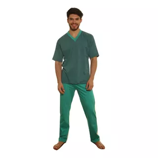 Pijama Hombre Jersey Remera Rayada Pantalón Largo Liso Cuota