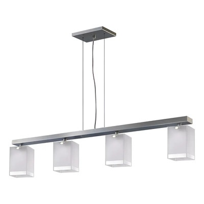 Colgante 4 Luces Vidrios Cuadrados Apto Led Moderno E-27 Acero