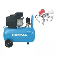 Compresor Aire Gamma 50l 2.5hp G2850 Mas Kit Neumatica 5 Pz 