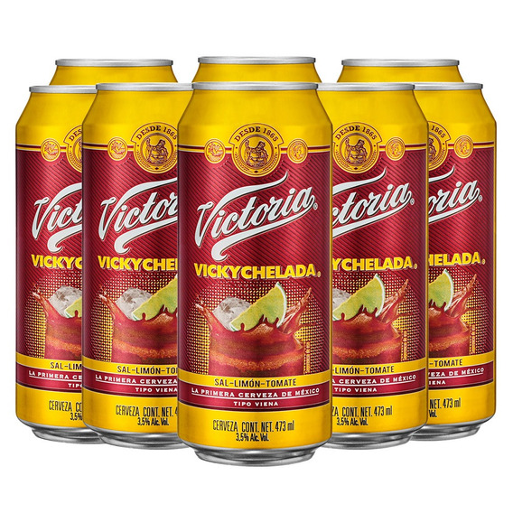 Cerveza Victoria Vickychelada Vienna lata 473 mL 24 unidades