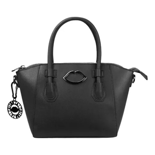 Carteras De Mujer Las Oreiro + Llavero Bandolera Cuero Pu Color Negro 21833