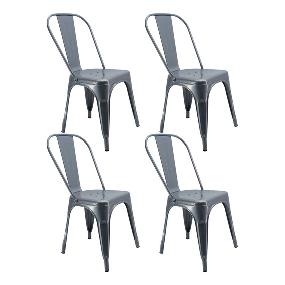 Silla de comedor BoxBit Tolix, estructura color gris, 4 unidades