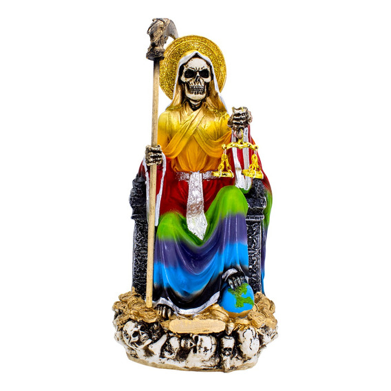 Santa Muerte 7 Potencias Suprema Sentad 30 Cm Curada + Libro