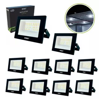 Kit 10 Refletor Led 50w Bivolt Branco Frio 6500k - Easy Cor Da Carcaça Preto Cor Da Luz Branco-frio 110v/220v