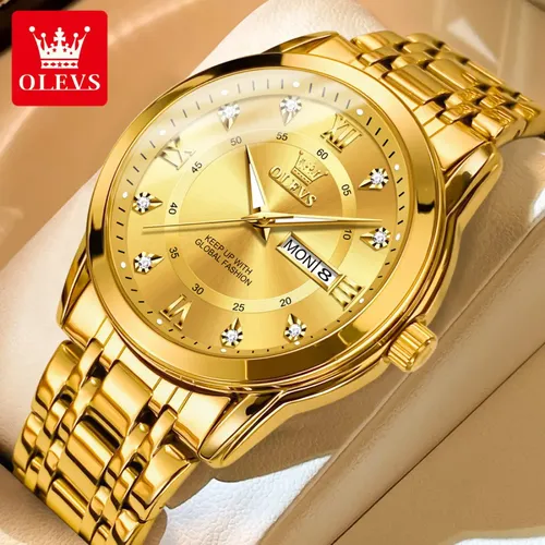 Quartz Business Steel Band Full Gold Man (english Version