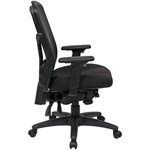 Asiento De Respaldo Alto Office Star Progrid Con Brazos Aju. Color Black