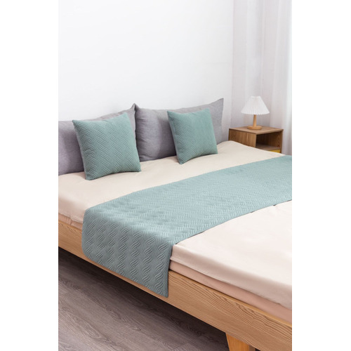 Piecera De Cama Plush Trenzas 2pzs O King + 2 Fundas Colores Color Menta Diseño De La Tela Plush Trensado