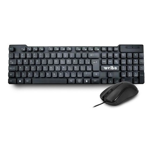 Combo Teclado Y Mouse Usb Alambrico Weibo Fc-535 Color del teclado Negro