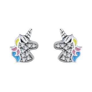 Aretes Plata Esterlina Unicornio Krasha Para Dama Clkfsl118