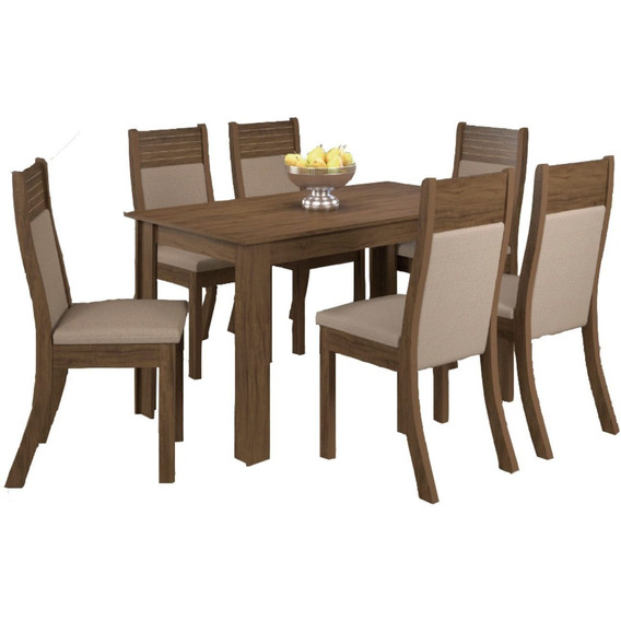 Juego De Comedor 6 Sillas Mesa Living Chocolate Roma