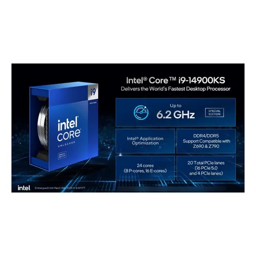 Processador Intel Core I9 14900ks Lga 1700 6.2 Ghz 150w Processador Intel Core I9 14900ks Lga 1700 6.2 Ghz 150w