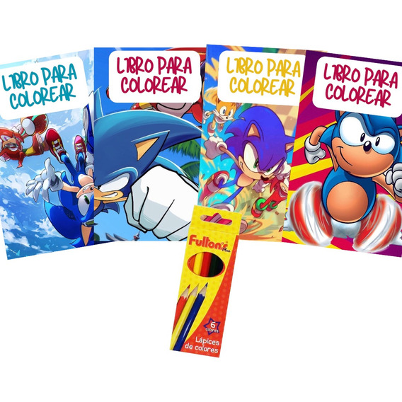 Pack 4 Libros Para Colorear Sonic