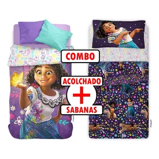 Combo Acolchado + Sabanas 1½ Plaza Disney Encanto Piñata