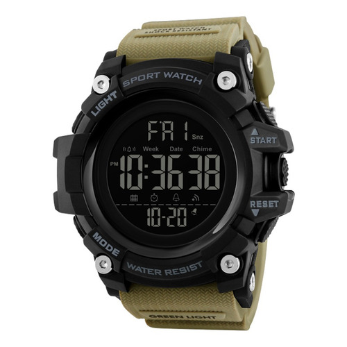 Reloj pulsera digital Skmei 1384 con correa de poliuretano color beige - fondo negro
