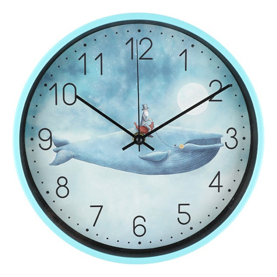 Reloj De Pared De 25cm Diametro Silencioso Sin Tictac Delfin