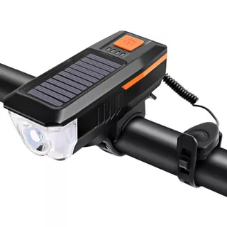 Luz Para Bicicleta Con Timbre Electrónico Recargable Solar
