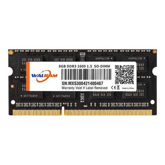 Memoria RAM Notebook color negro  8GB 1x8GB Walram DDR3 8GB 1600MHz