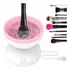 Máquina limpiadora de brochas de maquillaje eléctrica rotativa de color blanco con color rosa