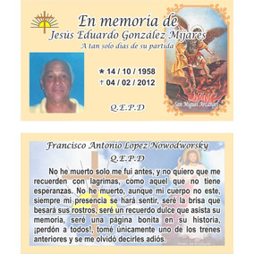 tarjetas invitaciones novenario recordatorio misa