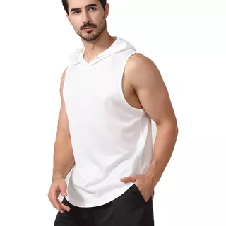 Camiseta Sin Mangas Con Capucha Para Hombre Fitness Deportes