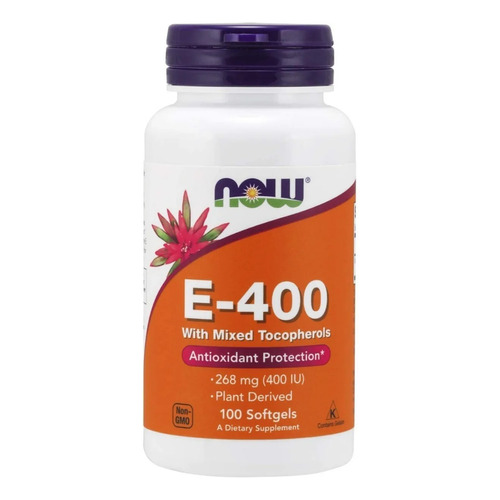 Vitamina E - 400 100 Caps - Now Foods Sabor Neutro