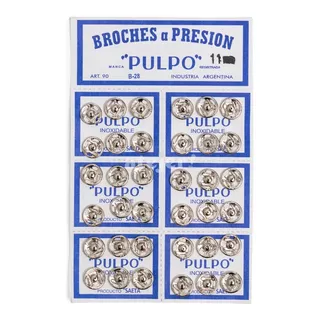 Broche A Presión Marca Pulpo Tira N°11 De 11mm X 36 Unidades